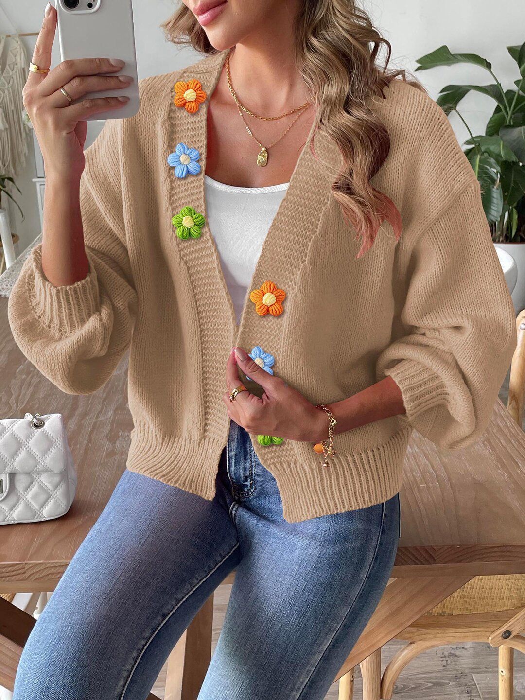 Women Cardigan with Embellished Detail