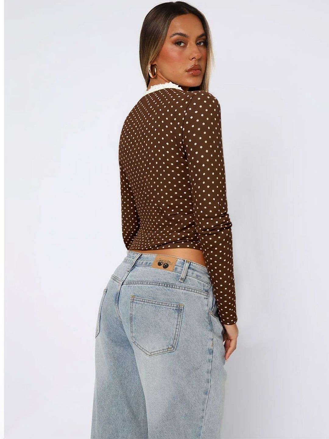 Polka Dot Print Cotton Top