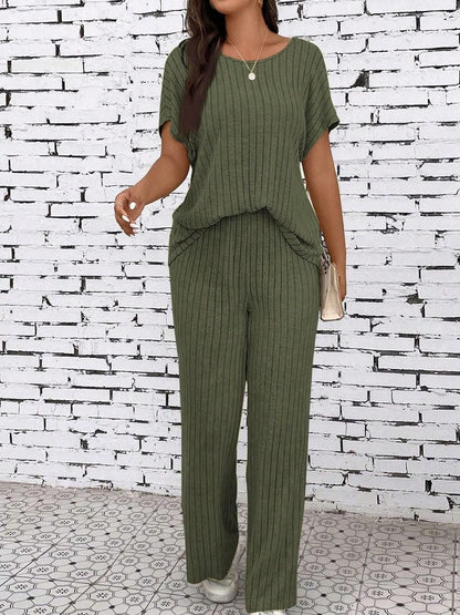 NOWI Women Round Neck Top & Trousers Co-Ords
