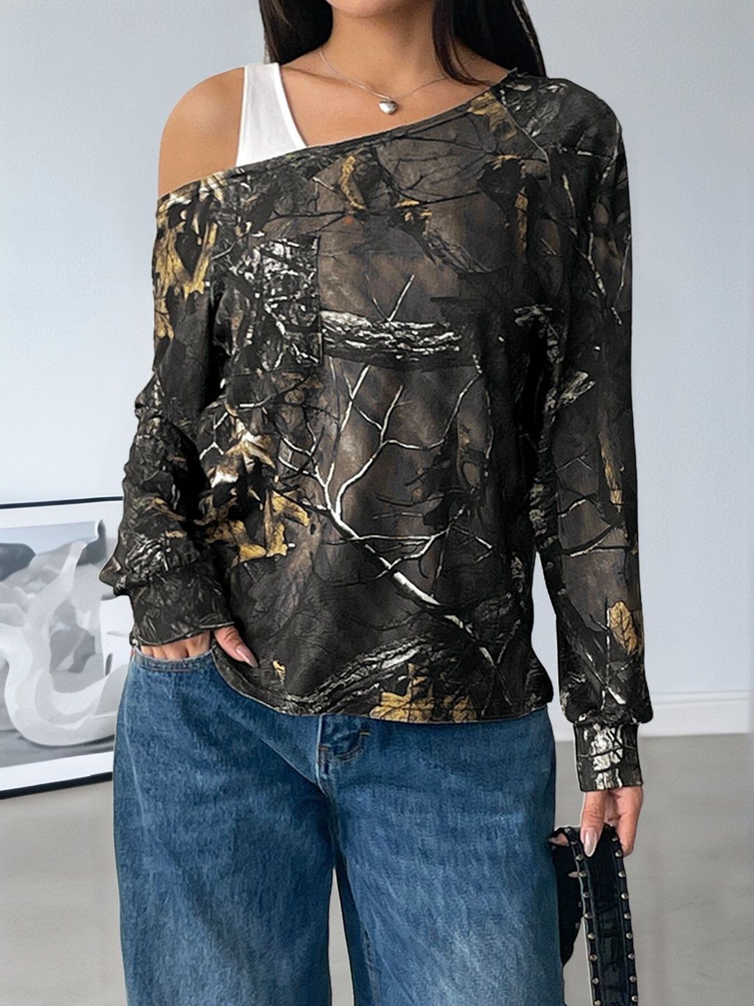 Women Camouflage Printed T-shirt