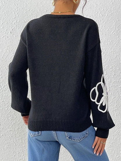 Women Floral Pullover with Embroidered Detail