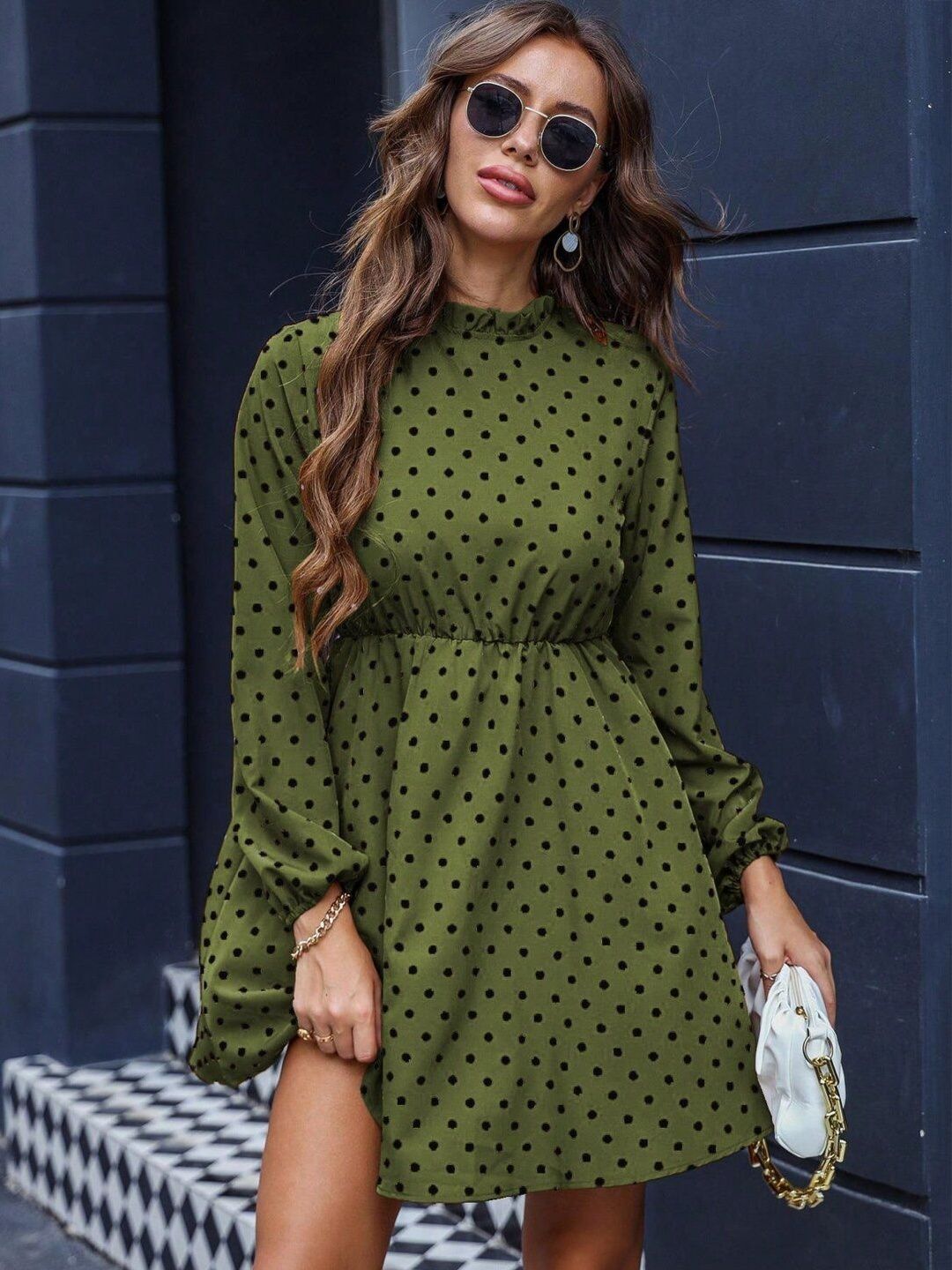 Polka Dot Print Fit & Flare Dress