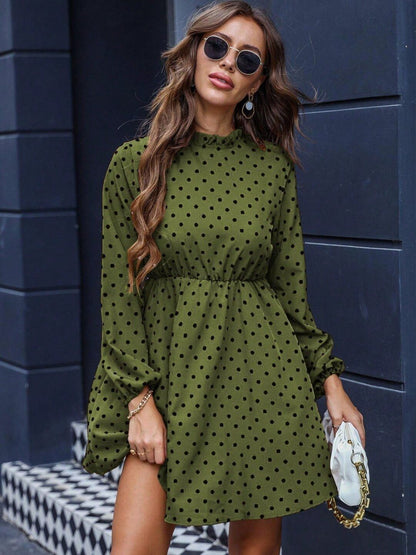 Polka Dot Print Fit & Flare Dress