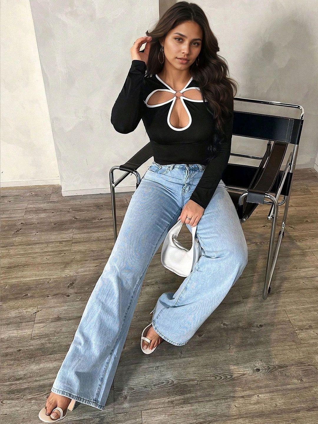 Women's Black Cotton Top Printed Regular Fit