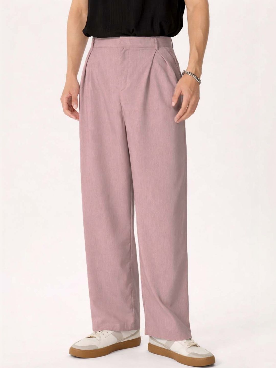 Men Wrinkle Free Pleated Trousers