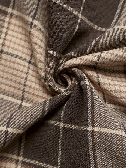 Women's Brown Checked Shirt Dress Blend Regular Fit