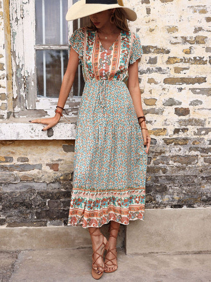 Floral Print A-Line Midi Dress