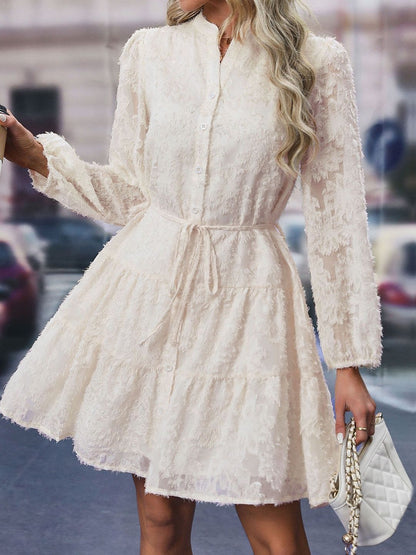 Women's White Fit & Flare Dress Blend Printed