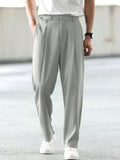 Men Straight Fit Wrinkle Free Pleated Trousers