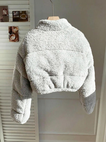 NOWI Women Woollen Lightweight Crop Puffer Jacket