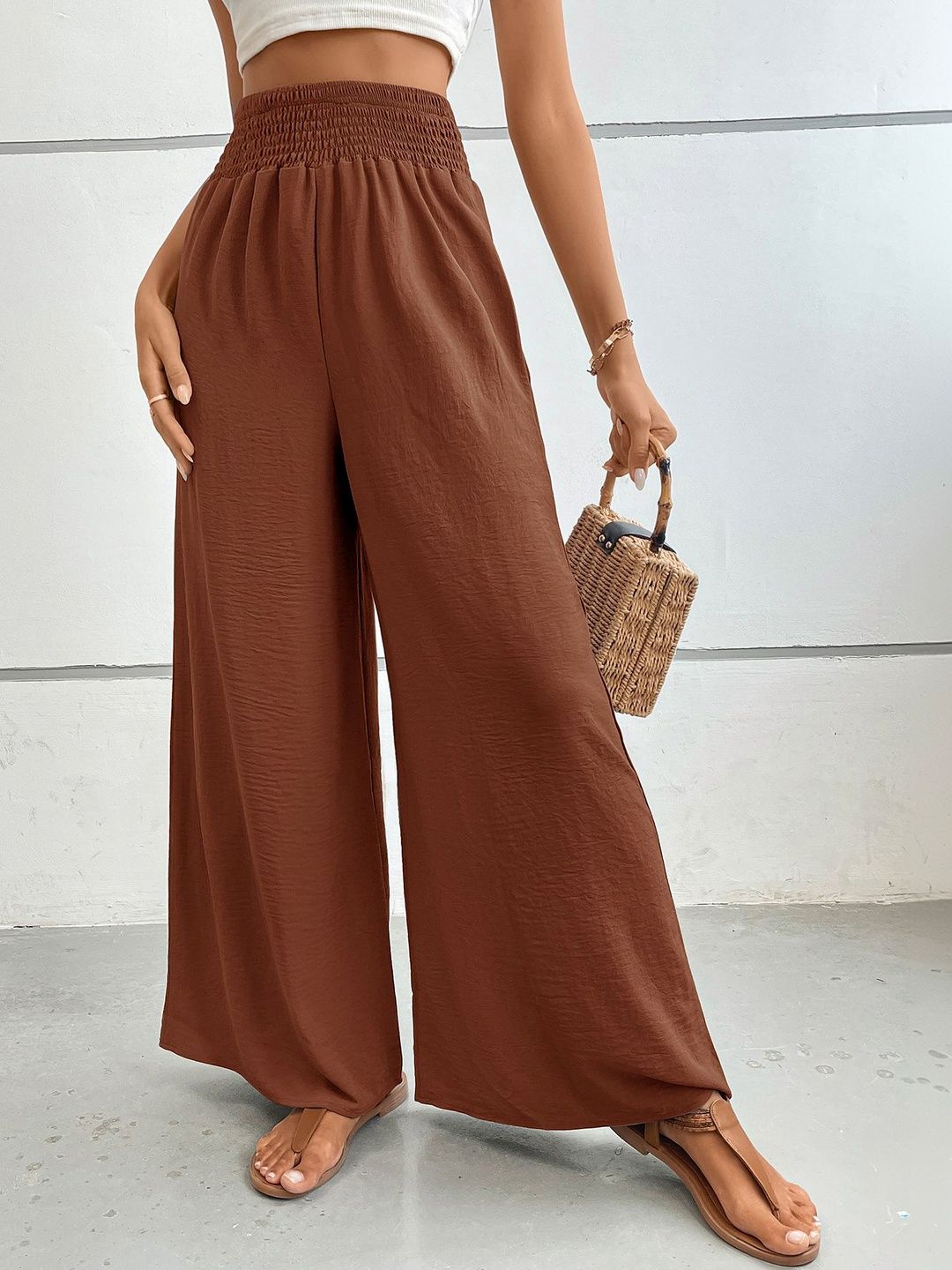 Women Loose Fit High-Rise Non Iron Trousers