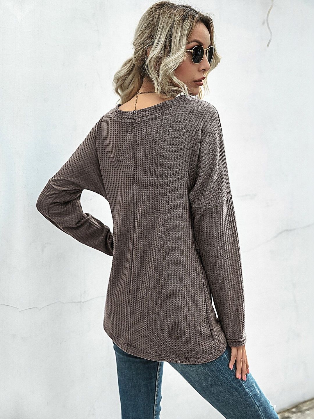 Women's Brown Pullover Blend Printed Regular Fit