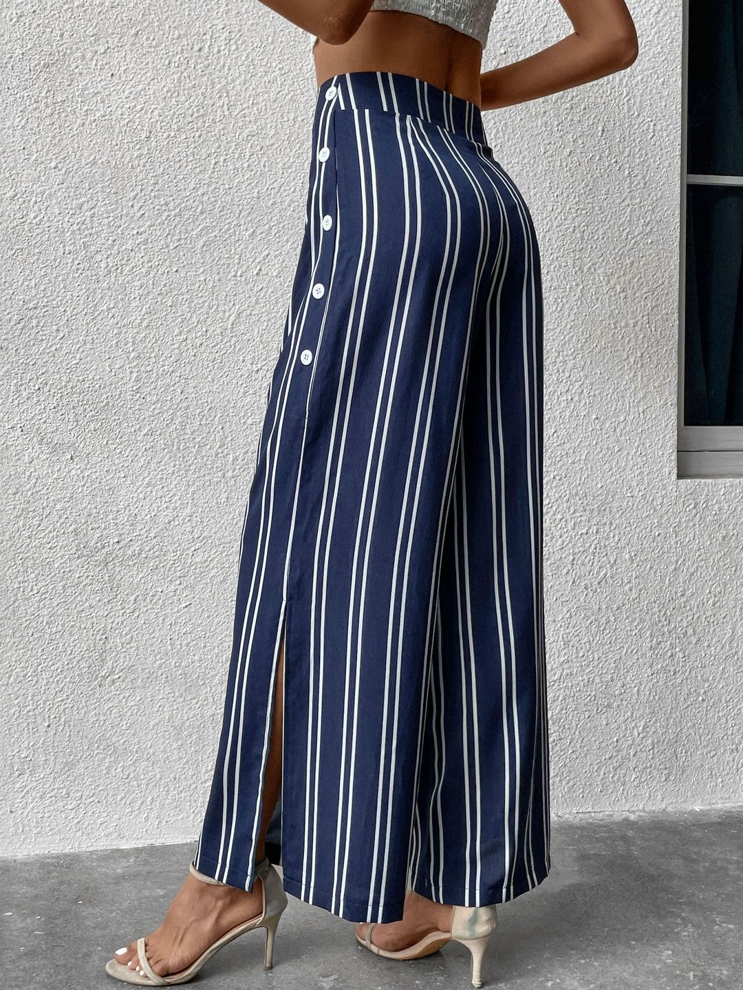 Women Striped Non Iron Trousers