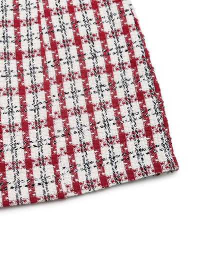 Women's Red Checked Pinafore Dress