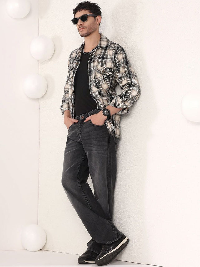 NOWI Men Tartan Checks Checked Casual Shirt