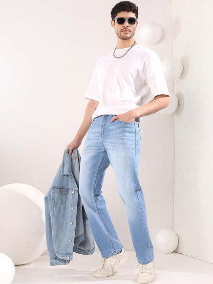 Men Straight Fit Mid-Rise Light Fade Jeans
