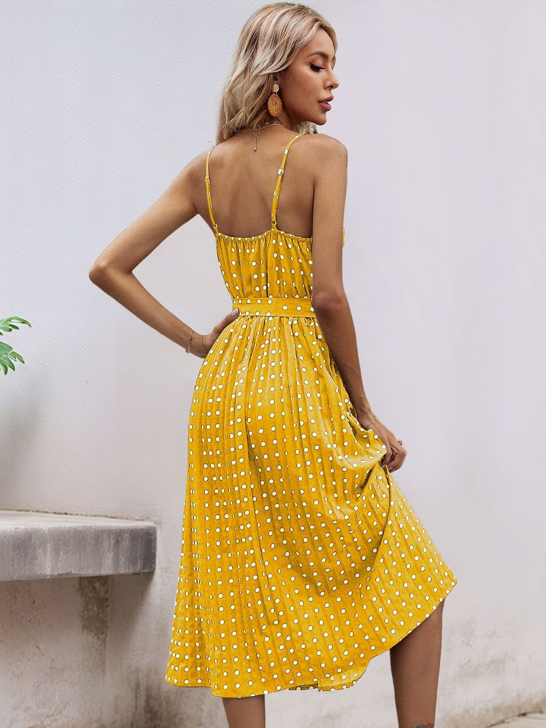 Polka Dot Print Midi Dress