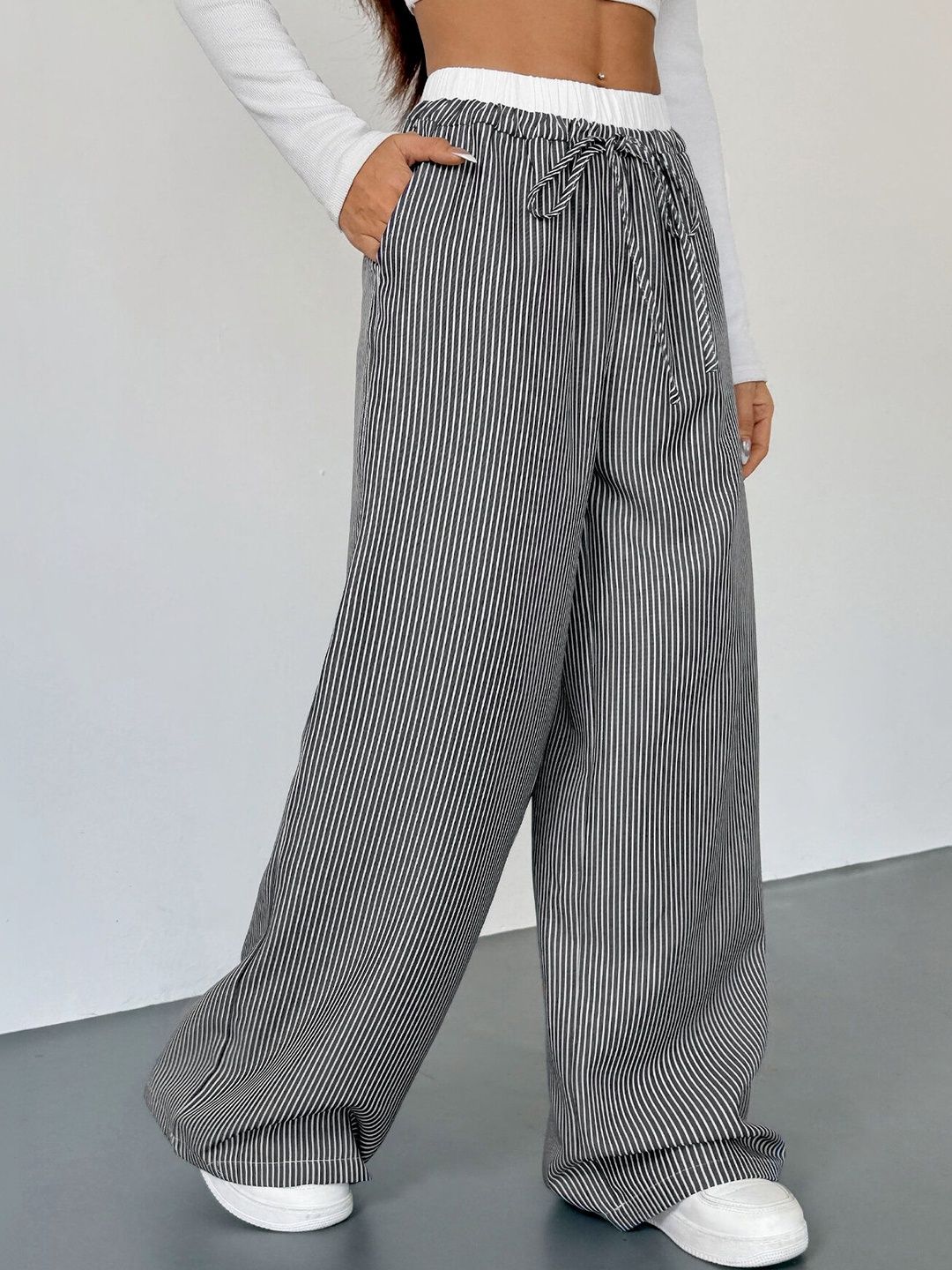 Women Striped Loose Fit Trousers
