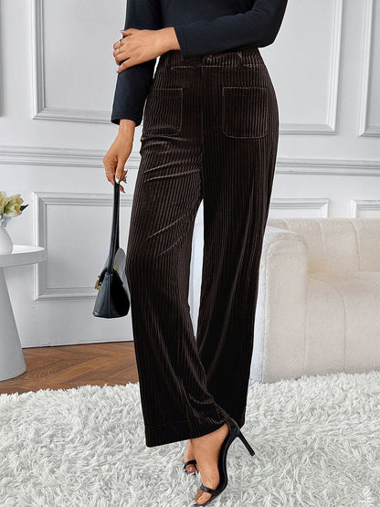 Women Textured High-Rise Trousers