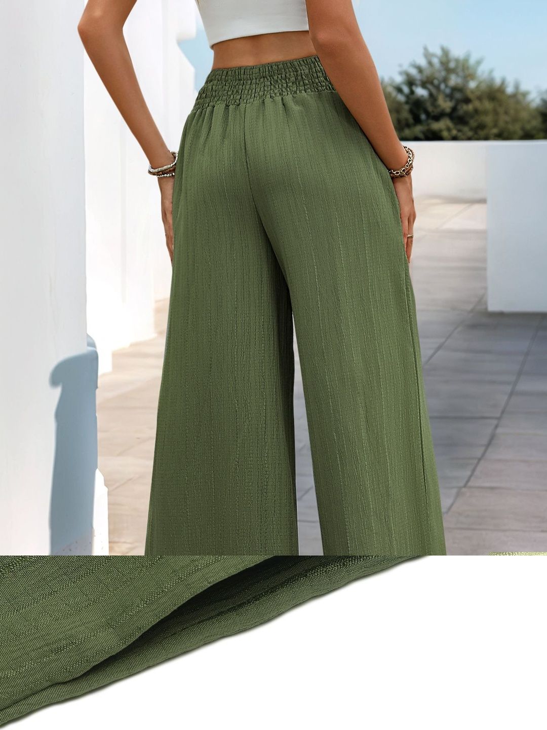 Women Textured Loose Fit Non Iron Trousers