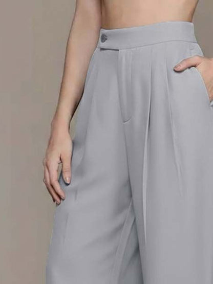 Women High-Rise Wrinkle Free Pleated Trousers