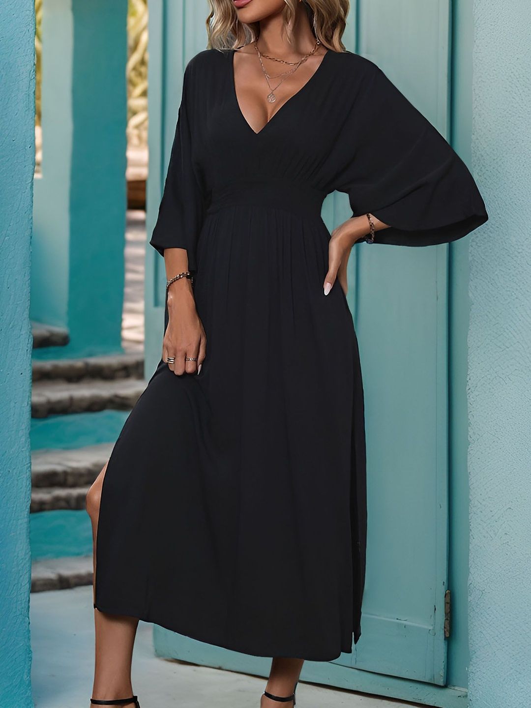 Kimono Sleeve Maxi Midi Dress