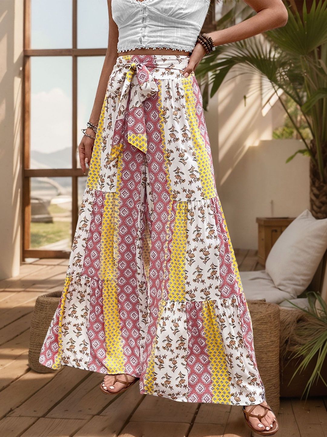 Floral Printed Non Iron Trousers - Nowi Korean Fashion