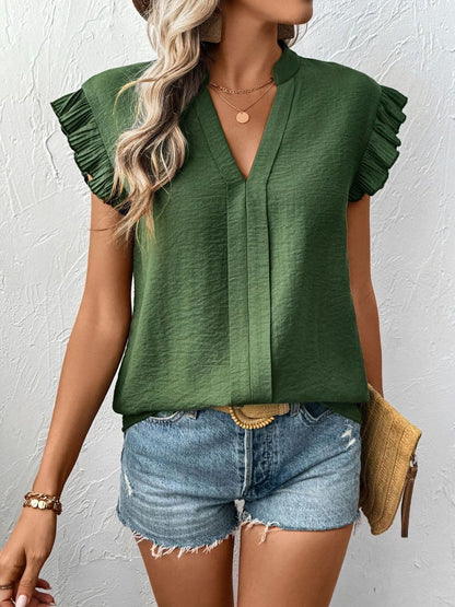 Flutter Sleeve Ruffles Cotton Top