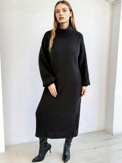 Ribbed Pullover in Black acrylic Style 430 - Nowi Korean Fashion