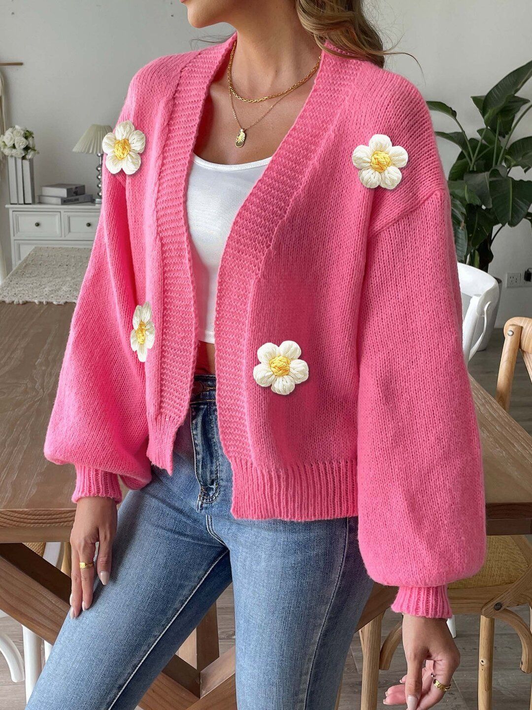 Women Cardigan with Applique Detail