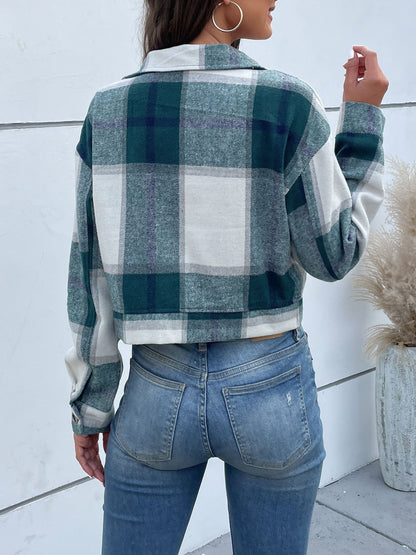 Women Checked Open Front Jacket