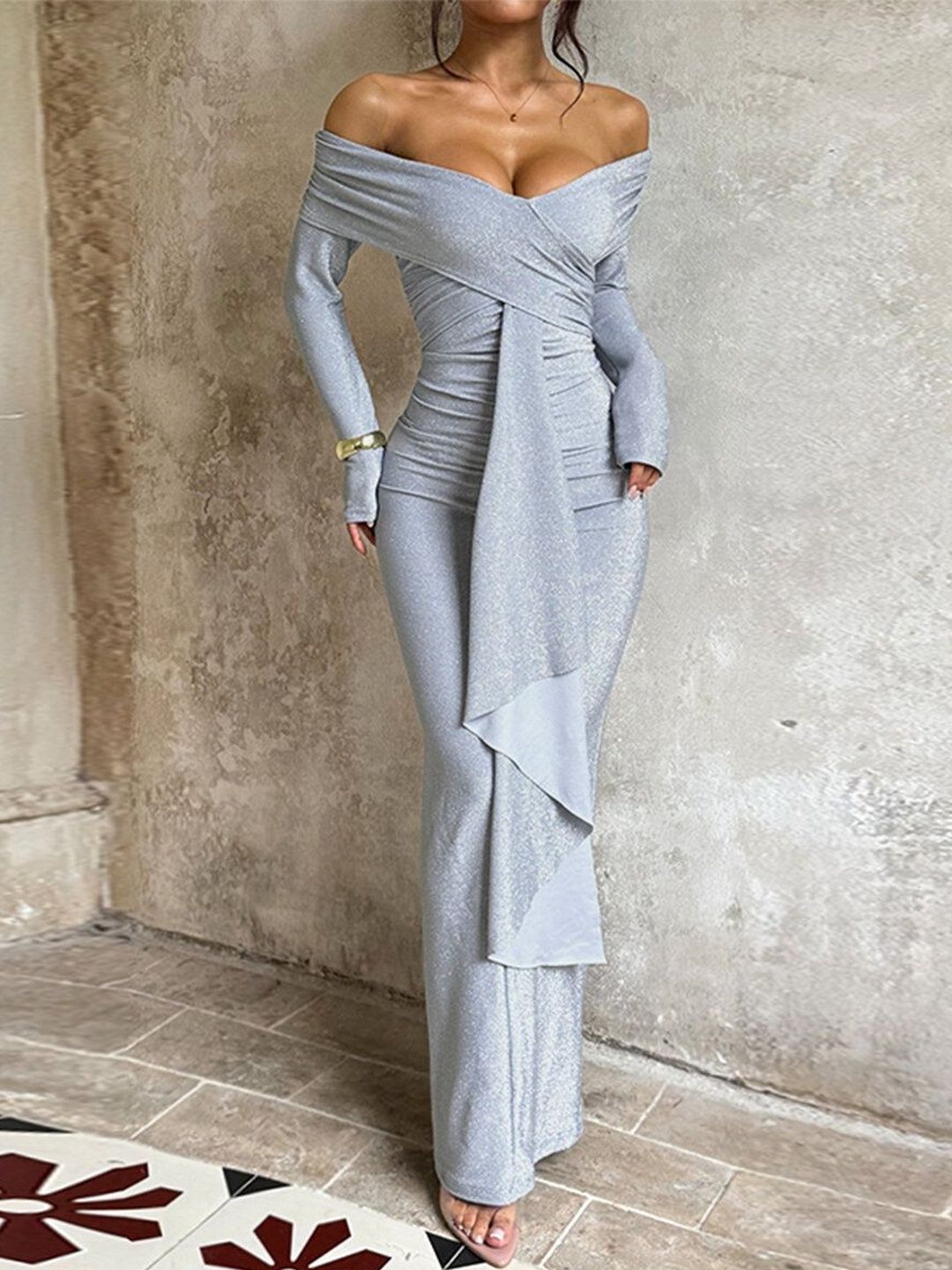 Off-Shoulder Bodycon Maxi Dress