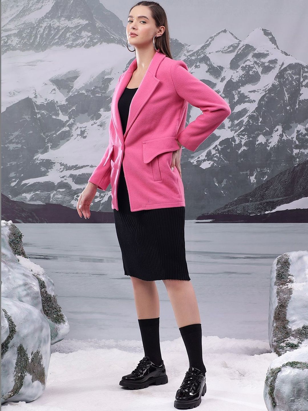 Nowi Solid Single Breasted Coats