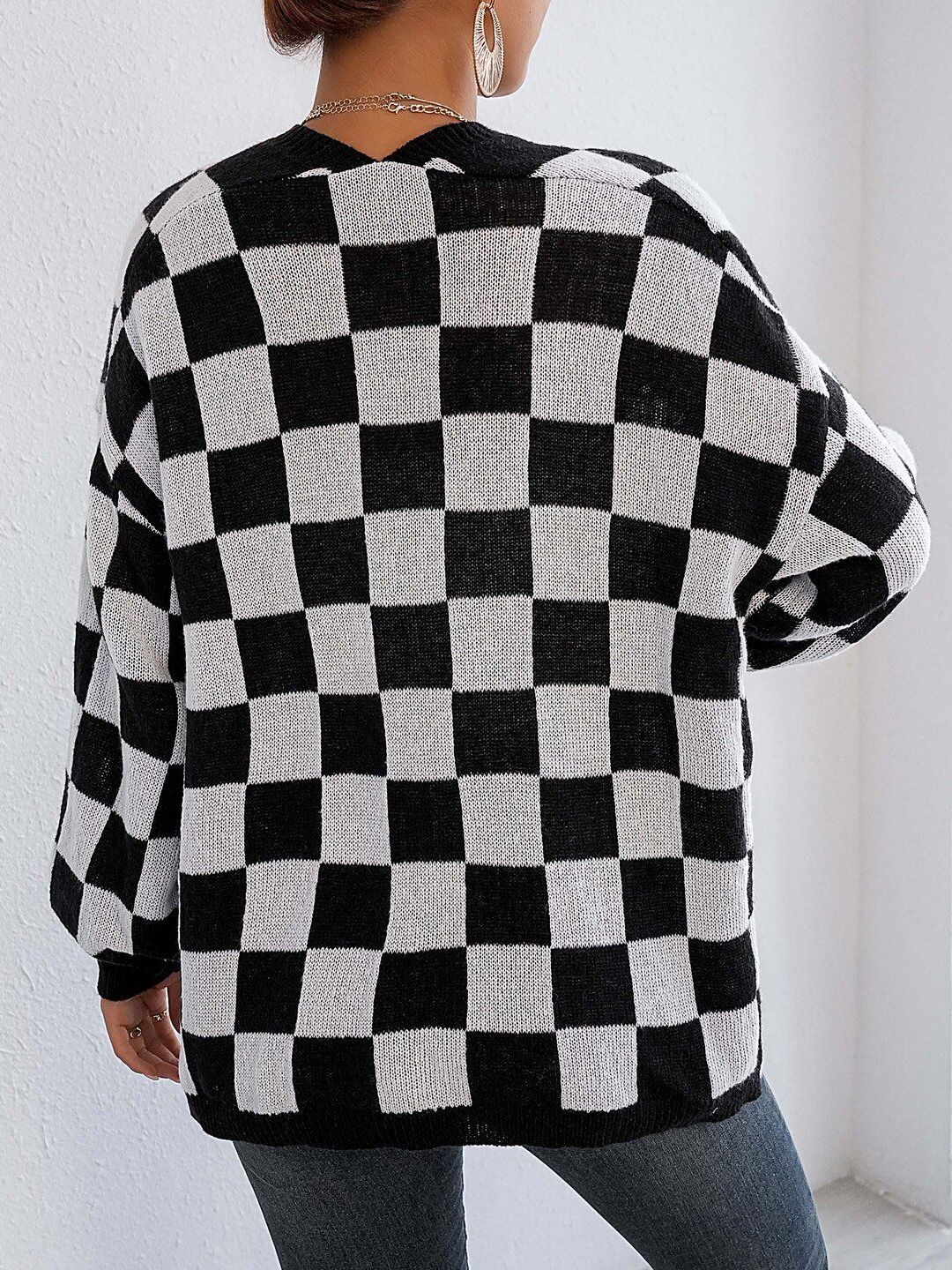 Women Checked Cardigan