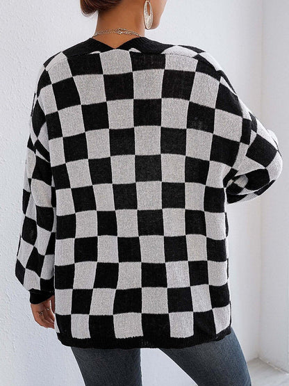 Women Checked Cardigan
