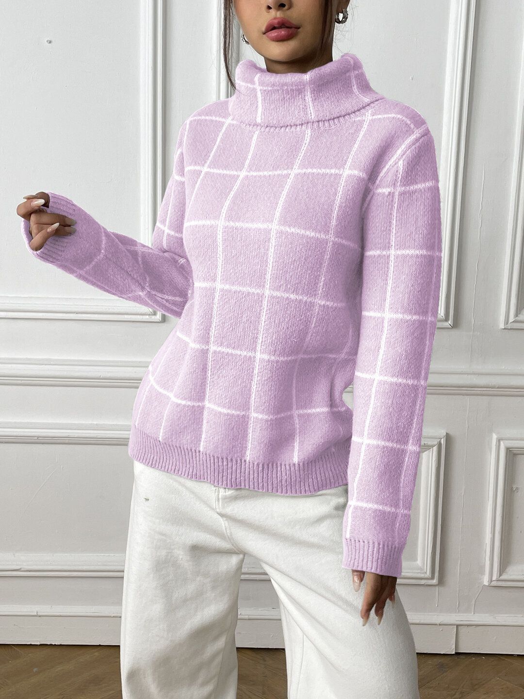 Women Checked Printed Pullover