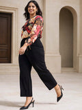 Straight Fit Wrinkle Free Trousers in Black cotton Style 77 - Nowi Korean Fashion