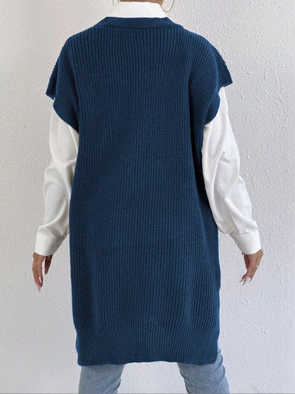 Women Ribbed Longline Sweater Vest
