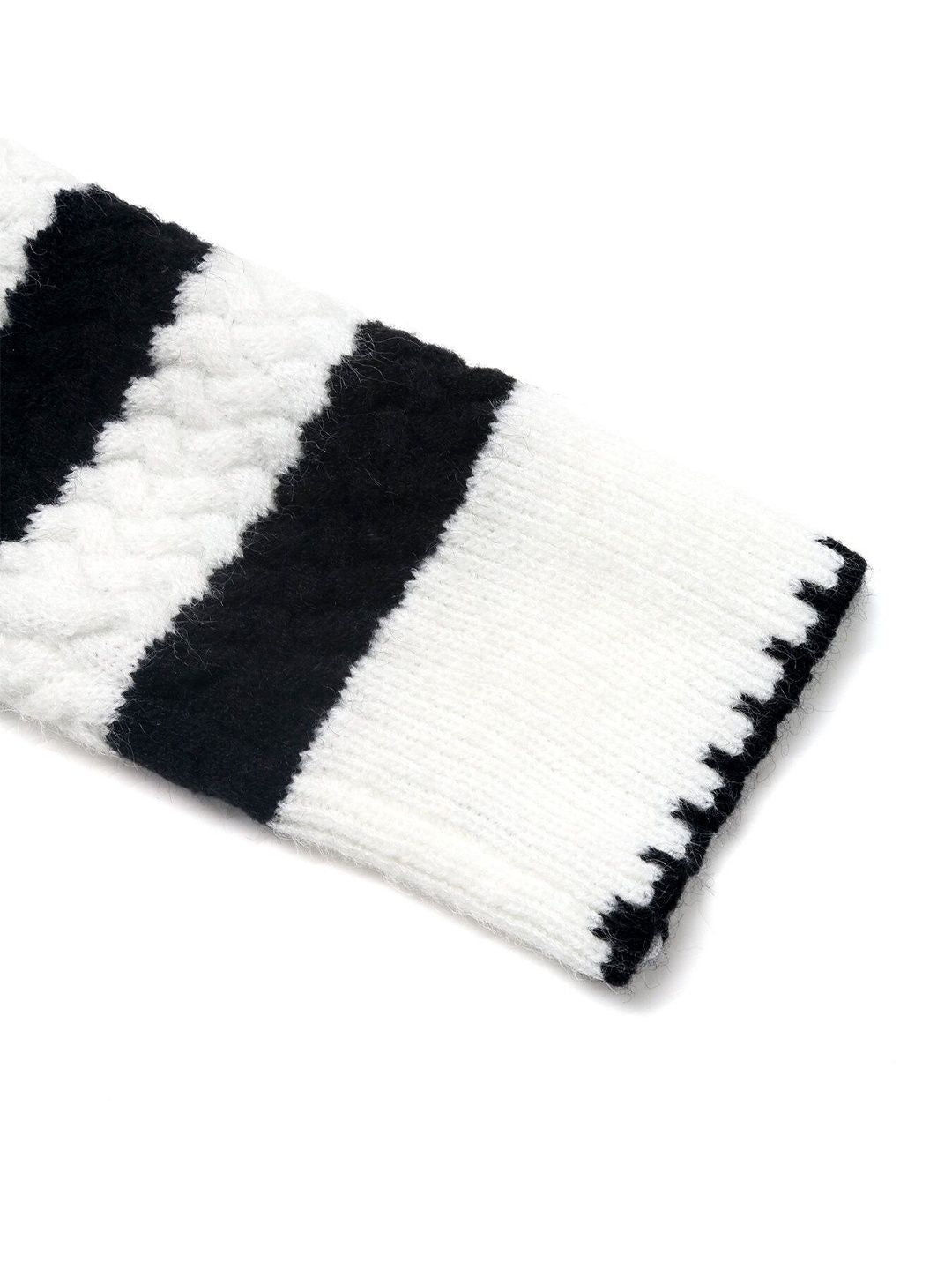 Women's White Striped Cardigan Blend