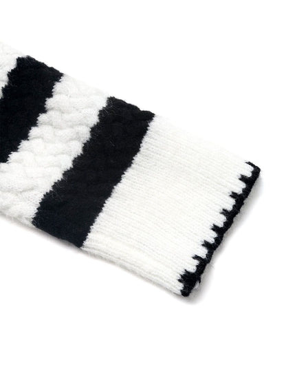 Women's White Striped Cardigan Blend