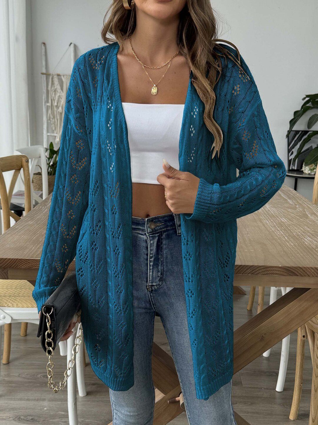 Women Embroidered Longline Shrug