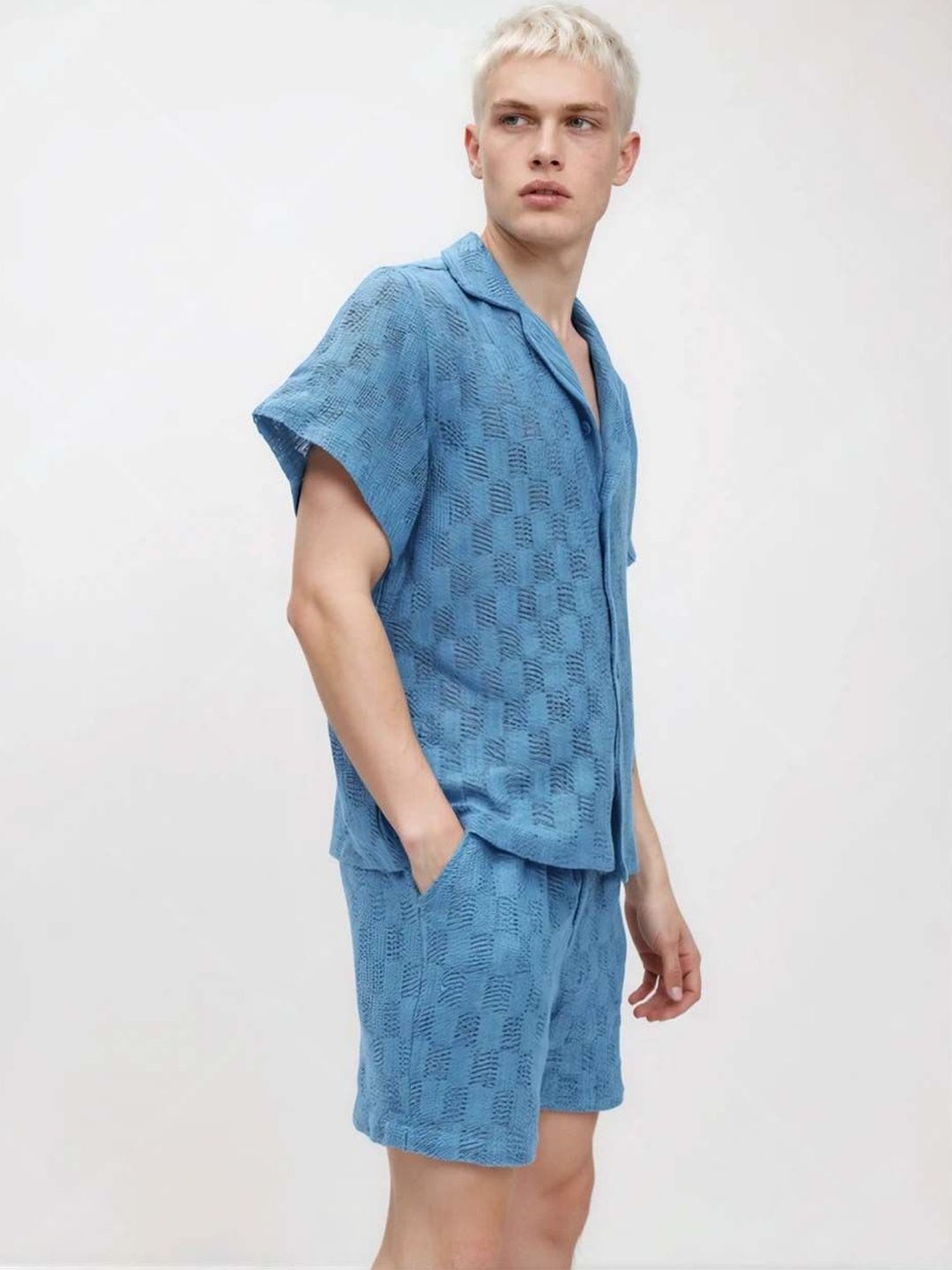 Woven Design Shirt with Shorts