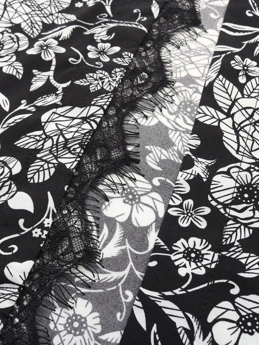 Women's Black Floral Print Bishop Sleeve Midi Dress