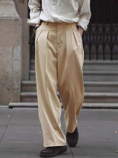 Men Wrinkle Free Pleated Trousers