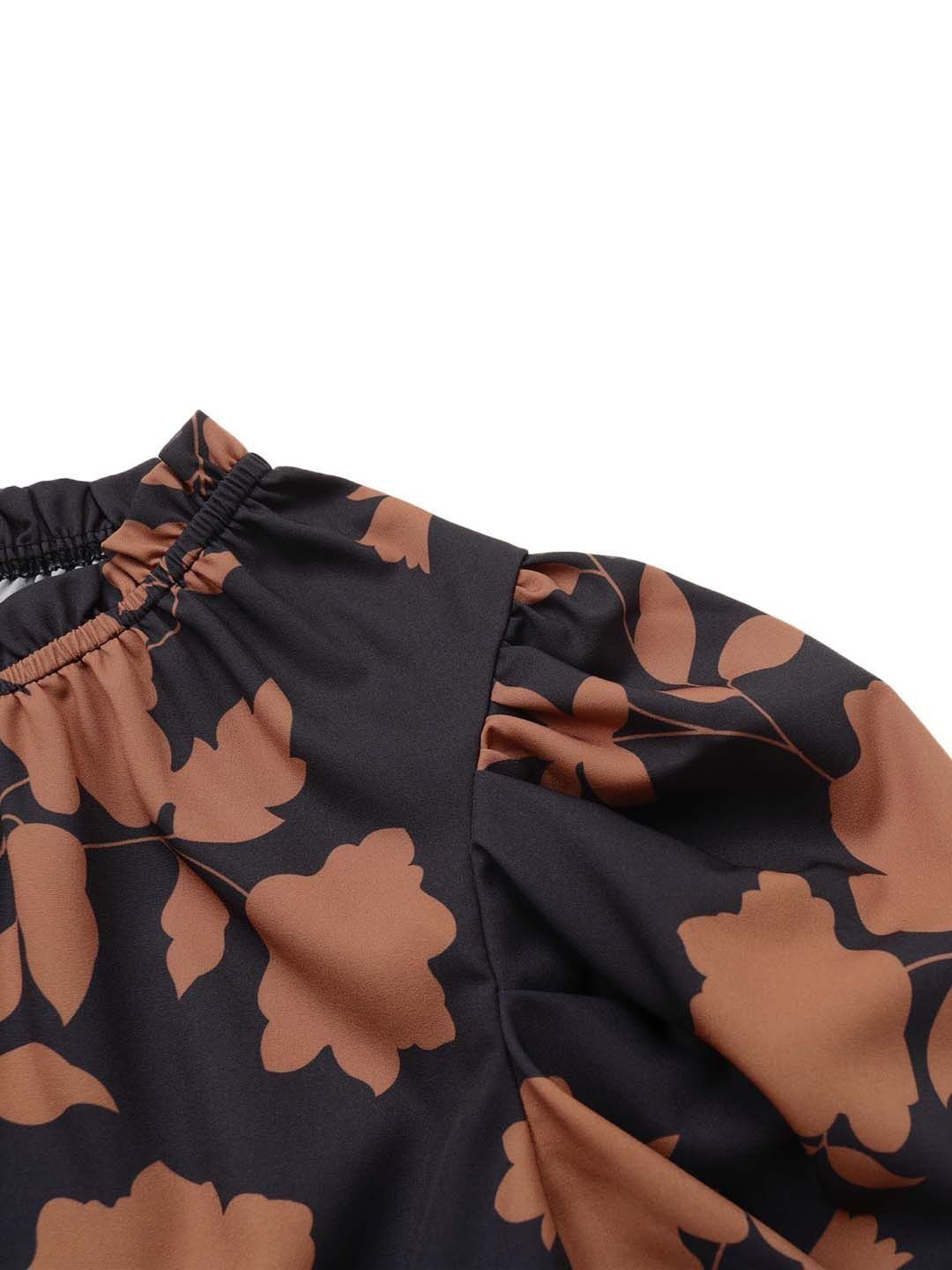 NOWI Floral Printed Puff Sleeve Top