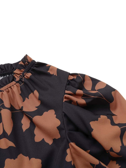 NOWI Floral Printed Puff Sleeve Top