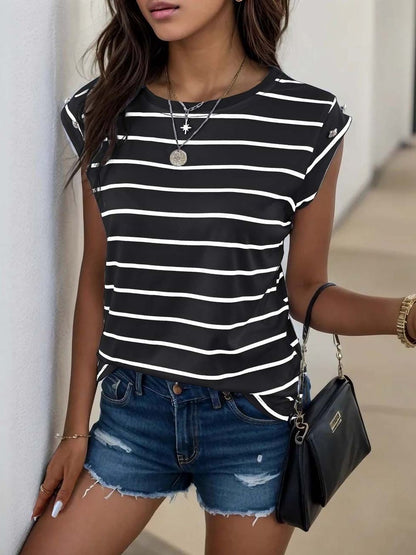 NOWI Striped Round Neck Top