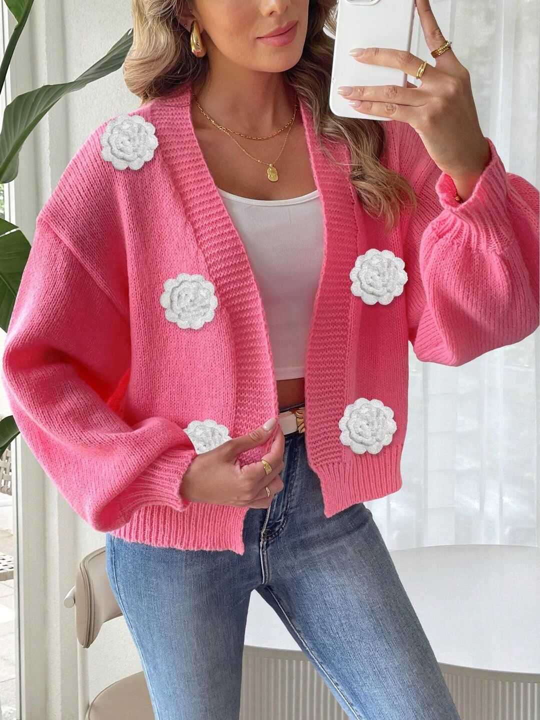 Women Cardigan with Applique Detail