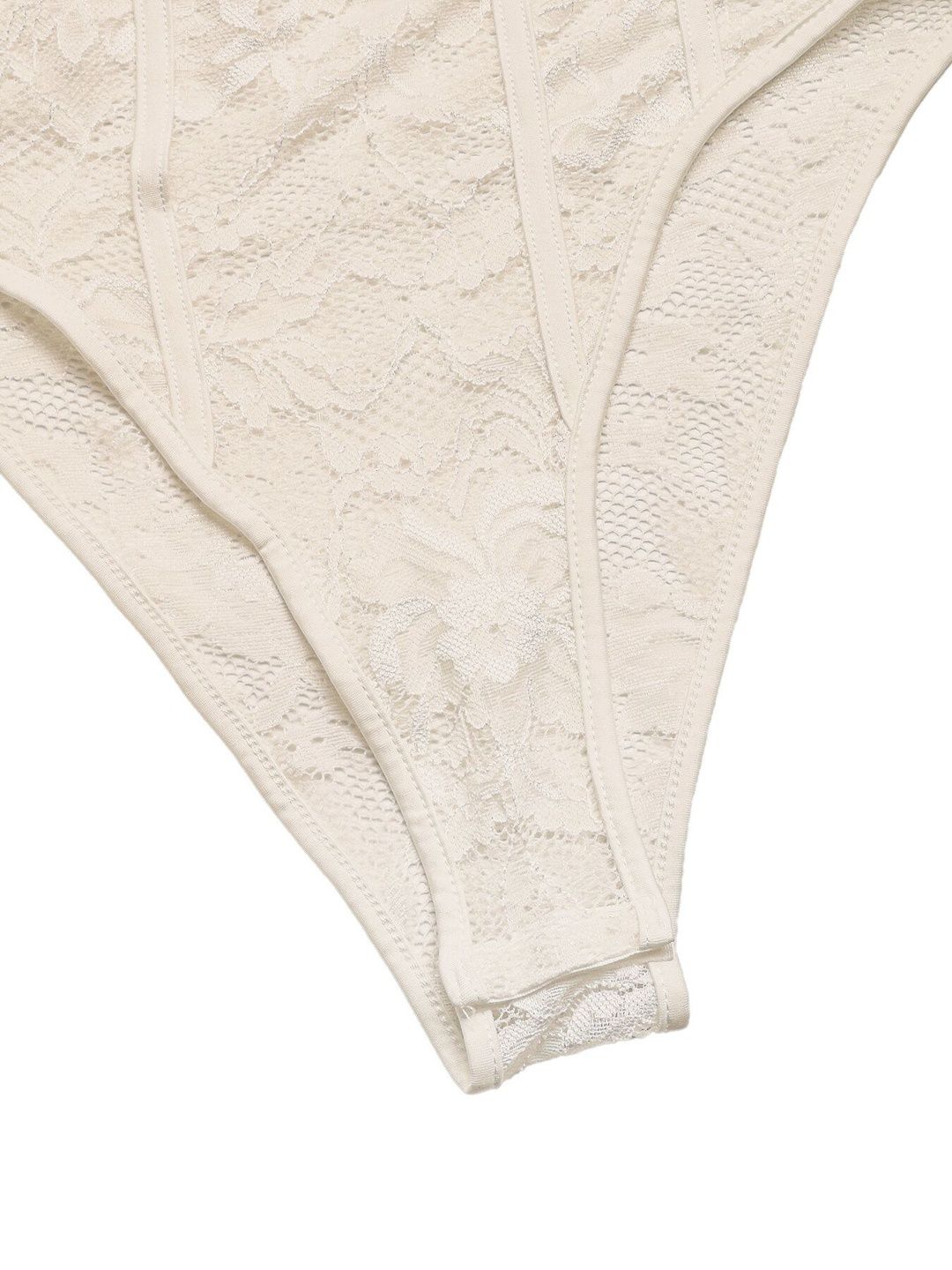 Laced Cotton V-Neck Bodysuit