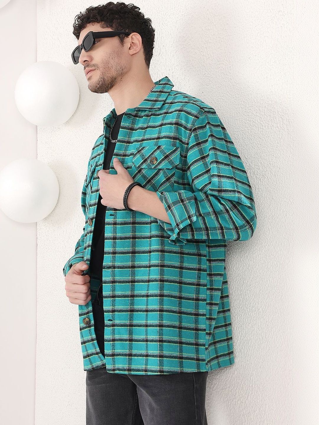 NOWI Men Tartan Checks Checked Casual Shirt